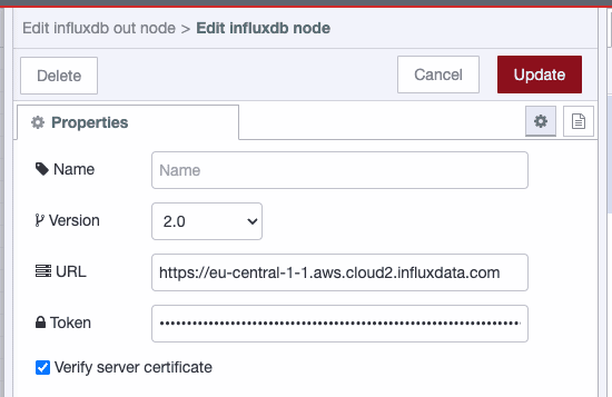 configuring the influxdb node step 1 configuring the influxdb node step 1