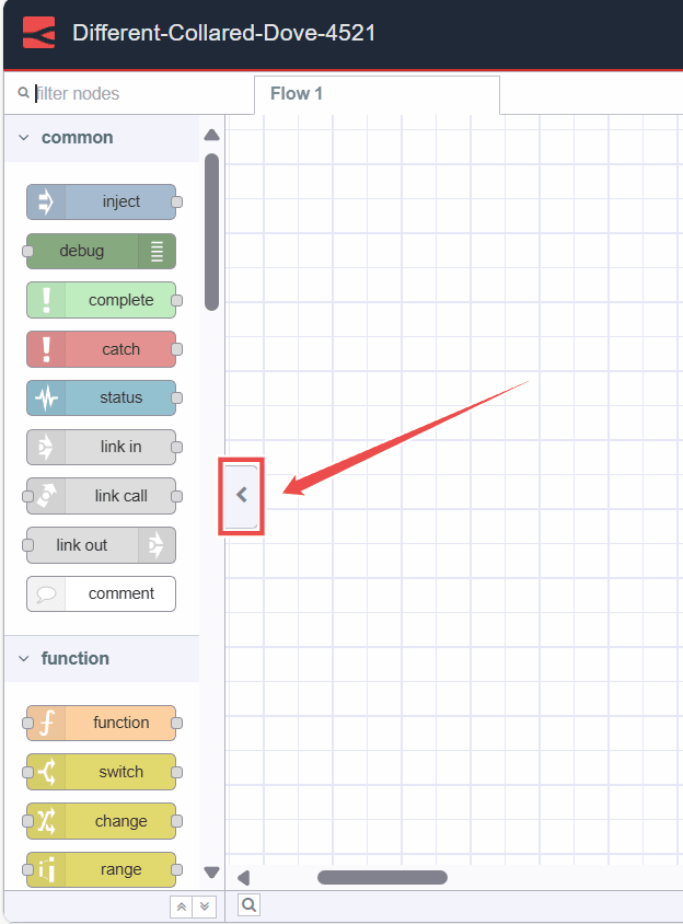 Image showing Node-RED Palette toggle palette button Image showing Node-RED Palette toggle palette button
